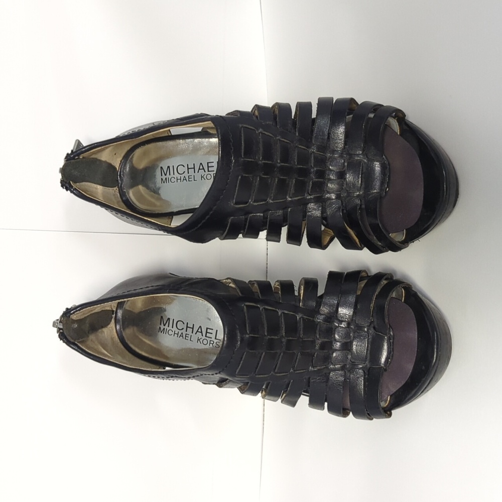 Michael Kors 6B black leather cage heel platform sandals Pembroke - Picture 8 of 11
